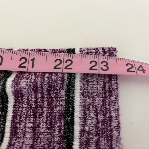 Market & Soruce Purple Striped Cowl Tie Neck Long Sleeve Dress - Picture 10 of 11